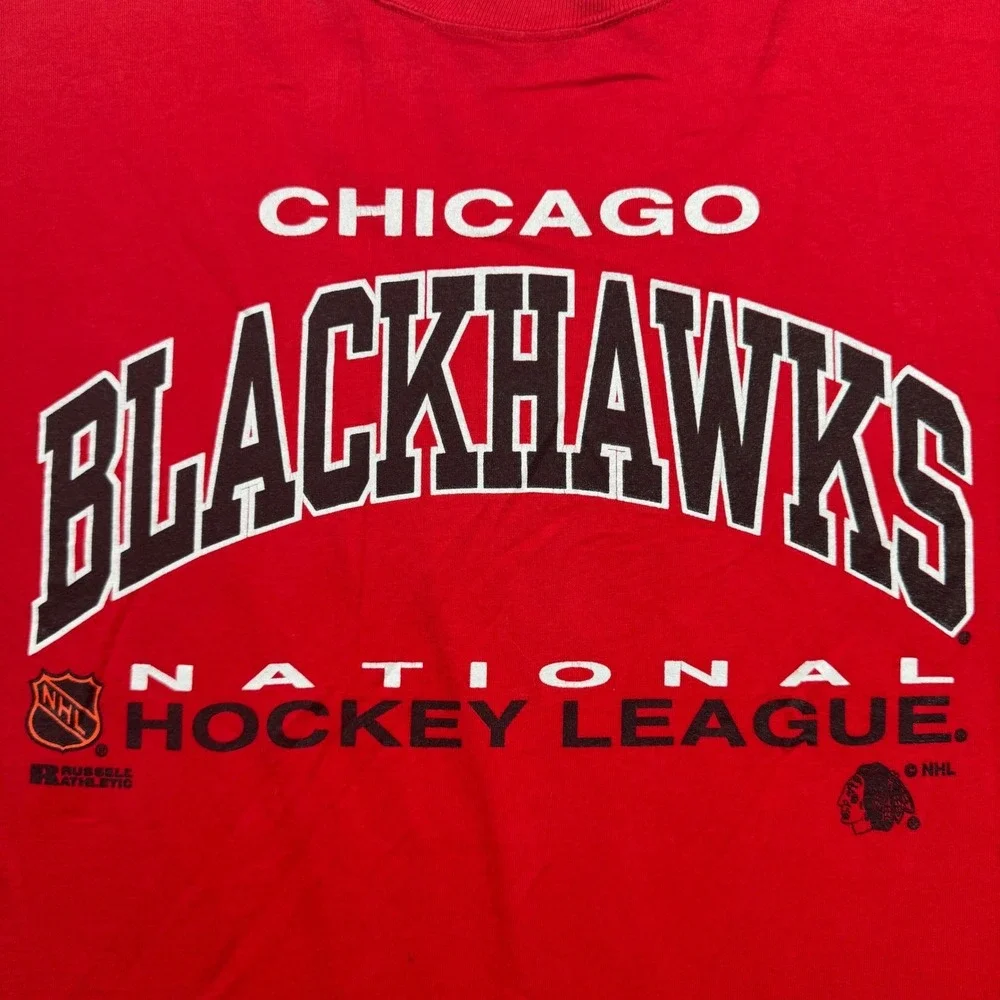 Russell Athletic Chicago Blackhawks T-Shirt Mens XXL Red Vintage 90s NHL‎ USA